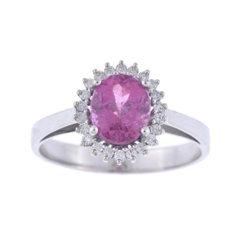 Tourmaline and diamonds rosette ring.