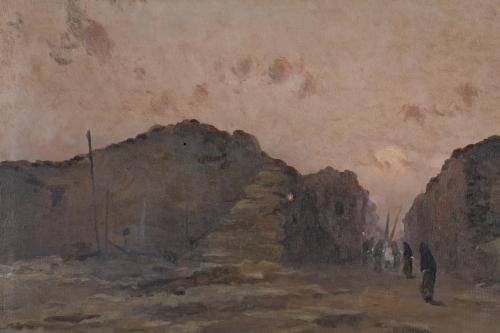 MODEST URGELL I INGLADA (1839-1919). "Paisaje con procesión