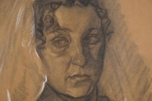 MARIANO TUR DE MONTIS (1904-1994). "Retrato mujer con manti