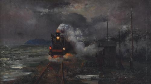 RICARD MARTI AGUILO (1868-1936) "Tren Calella".