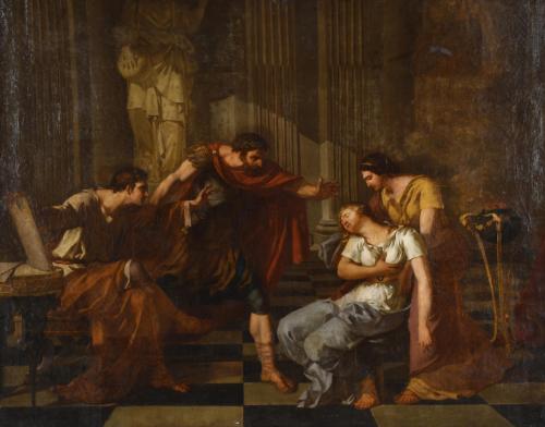 ESCUELA ITALIANA, SIGLO XVIII-XIX. "Virgilio lee la Eneida a Livia, Octavia y Augusto".