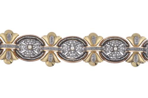 Belle Époque bracelet with pearls and diamonds.