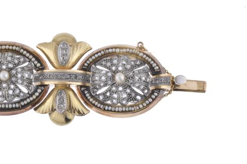 Belle Époque bracelet with pearls and diamonds.