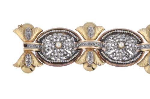 Belle Époque bracelet with pearls and diamonds.