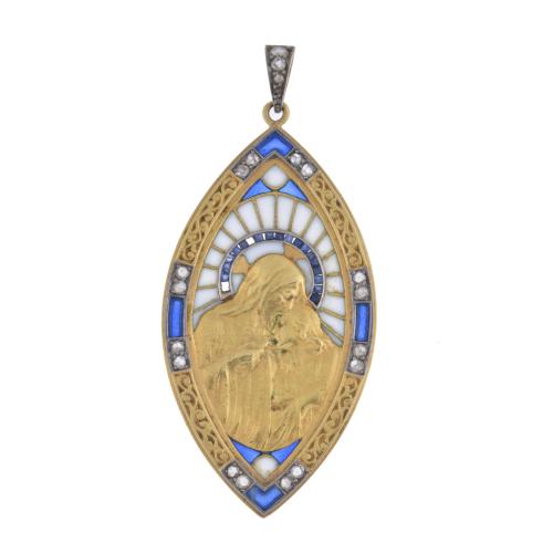 Pendant medal with image of Jesus Christ with child.