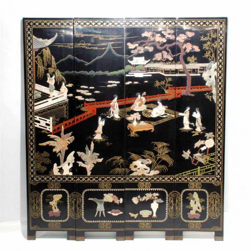 Each wing 40 x183. 160 x 183 in total  CHINESE FOUR LEAF SCREEN, CIRCA 1900.