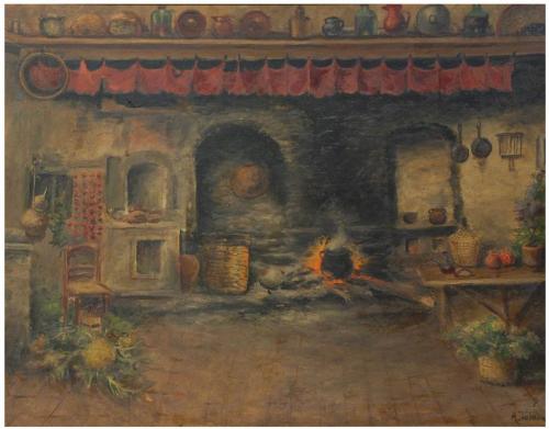 AURELI TOLOSA (1861-1938) Interior cocina