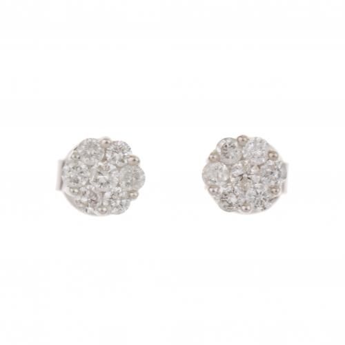 DIAMOND ROSETTE EARRINGS.