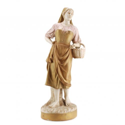 ROYAL DUX BOHEMIA. "CAMPESINA", FIGURA CHECOSLOVACA ART NOUVEAU, PRIMERA MITAD SIGLO XX