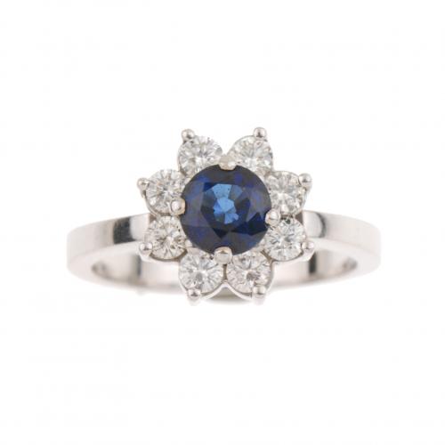 ROSETTE SAPPHIRE AND DIAMOND RING