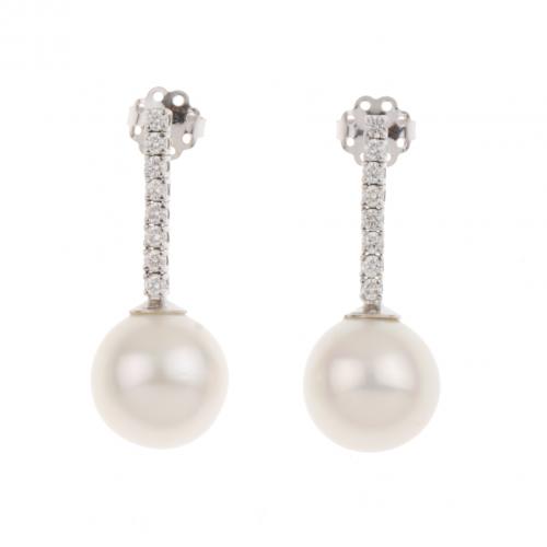 DIAMOND AND PEARL DROP EARRINGS